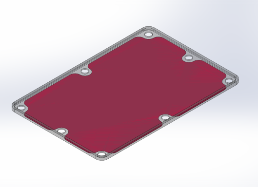 Dünnwandiger Gehäusedeckel - große, zusammenhängende Fläche für Vakuumspannung (rot)